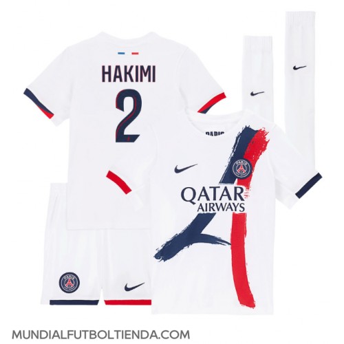 Camiseta Paris Saint-Germain Achraf Hakimi #2 Segunda Equipación Replica 2024-25 para niños mangas cortas (+ Pantalones cortos)